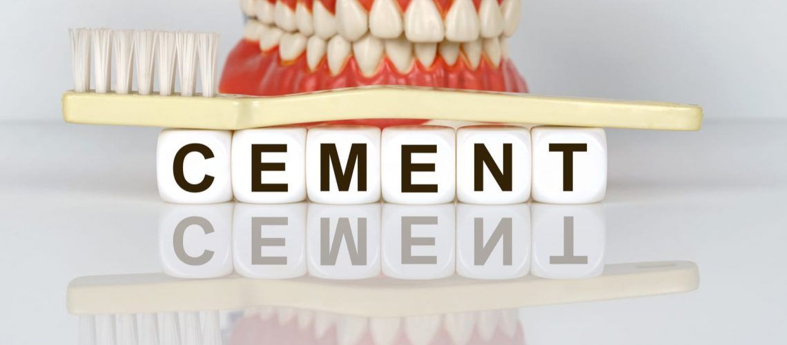 Teeth with brush and cement